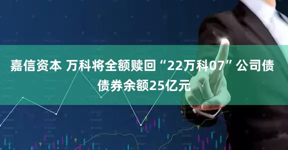 嘉信资本 万科将全额赎回“22万科07”公司债 债券余额25亿元